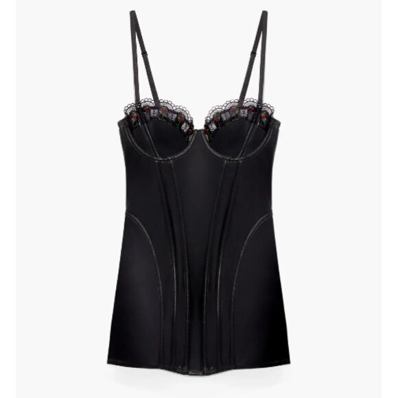 NWT Savage X Fenty Renaissance Rose Faux Leather Corset Dress  - XS - Picture 4 of 5